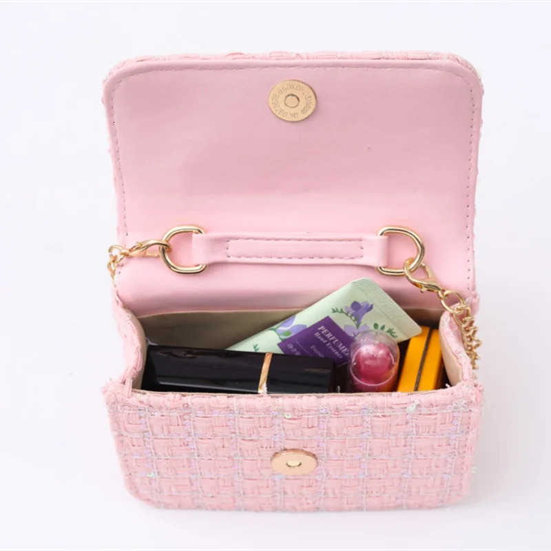 Childrens bag girls woven handbag crossbody princess chain mini purses and handbags for girls 250605