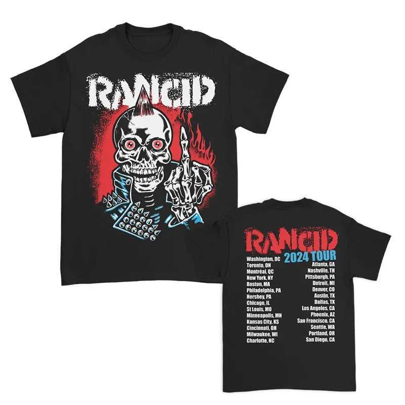 Rancid Spoiled Band British Punk Rock American High Street Skull Print Loose Print Mens and Womens Summer Cotton T-shirt W250607