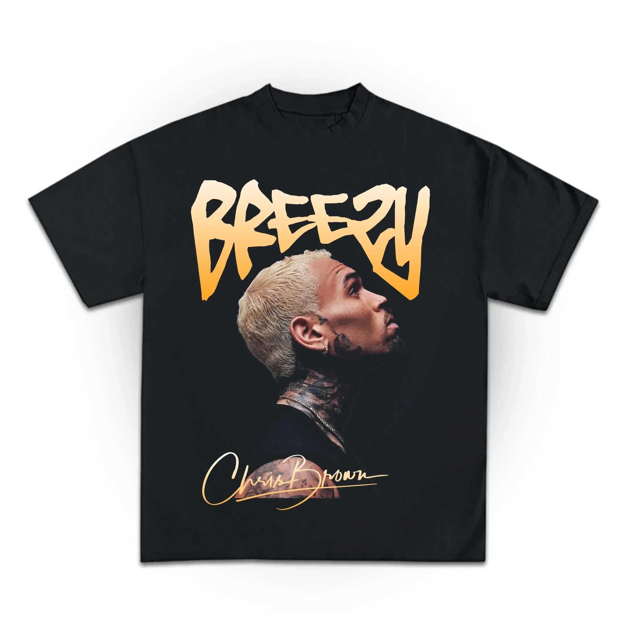 Chris Brown Breezy Bowl XX Concert Tour Cotton T Shirts Vintage Hip Hop Gothic T Shirt Mens Oversized Cotton T-shirt Streetwear W250607