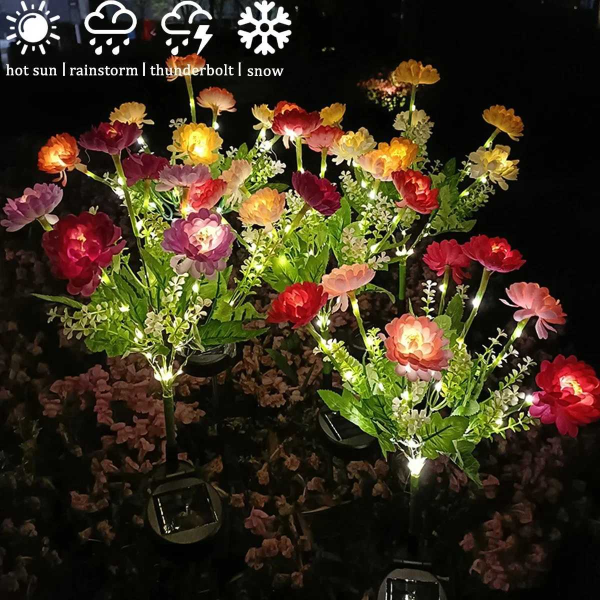 Solar LED Lights Snow Lotus Flower Lawn Lamp IP65 Outdoor Waterproof For Yard Patio Garden Decoration Flower Holiday Party Lamp W250607