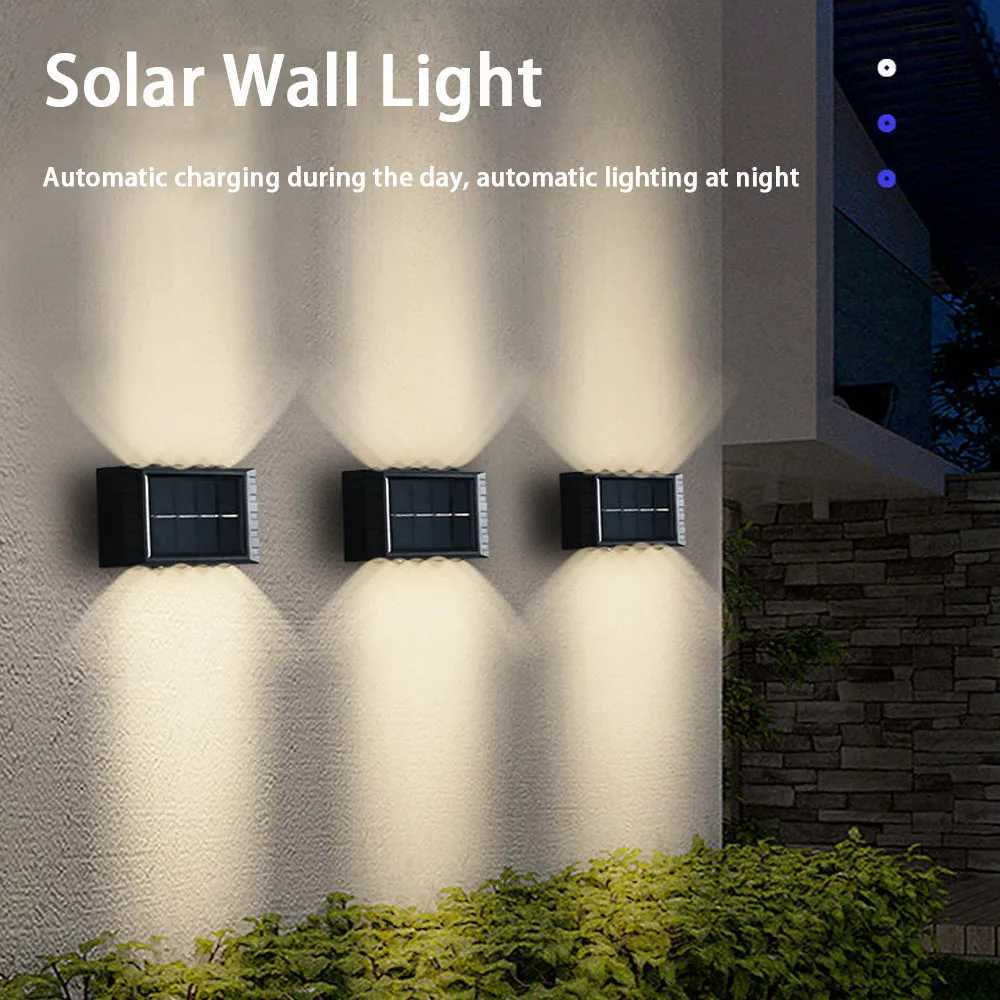 Solar Wall Lamp 4/6/8/10LEDs Outdoor Waterproof Solar Powered Light UP and Down Luminous Home Garden Yard Decorative Lamp W250607