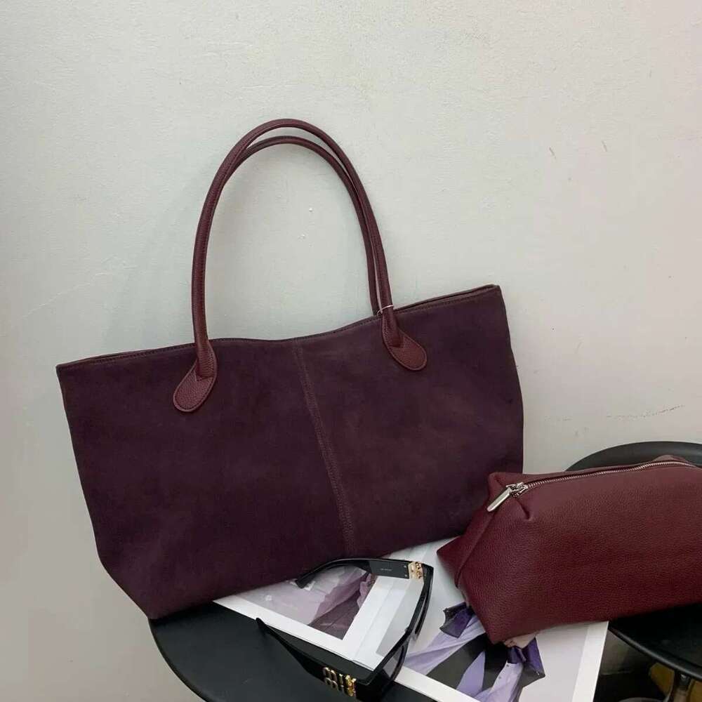 Motingsome Oversized Suede Patchwork Style 42Cm Roomy Women Matte Cowhide Bag 2024 New Large Capacity Shopper Retro Tote