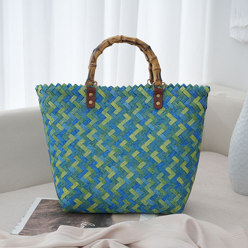 Top quality brand high-quality new style free designer bag retro bamboo handle woven bag fashionable and casual simple shopping handbag brand new free