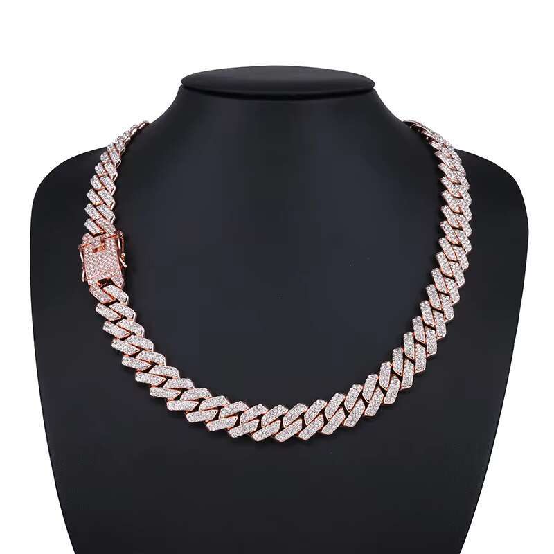 European American Mens/Womens Trendy 14mm Diamond Full Drill Head for Alloy Hip-Hop Style Cuban Chain Cross-Border Necklace