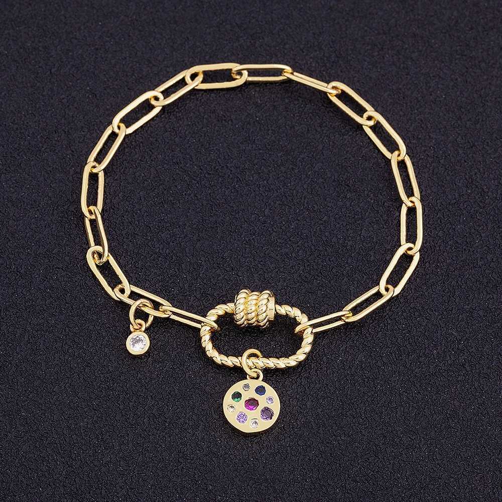 New Fashion Luxury 17 Styles Link Chain Star Pendants Bracelet for Women Men Copper Zircon Gold Color Rhinestone DIY Jewelry W250606