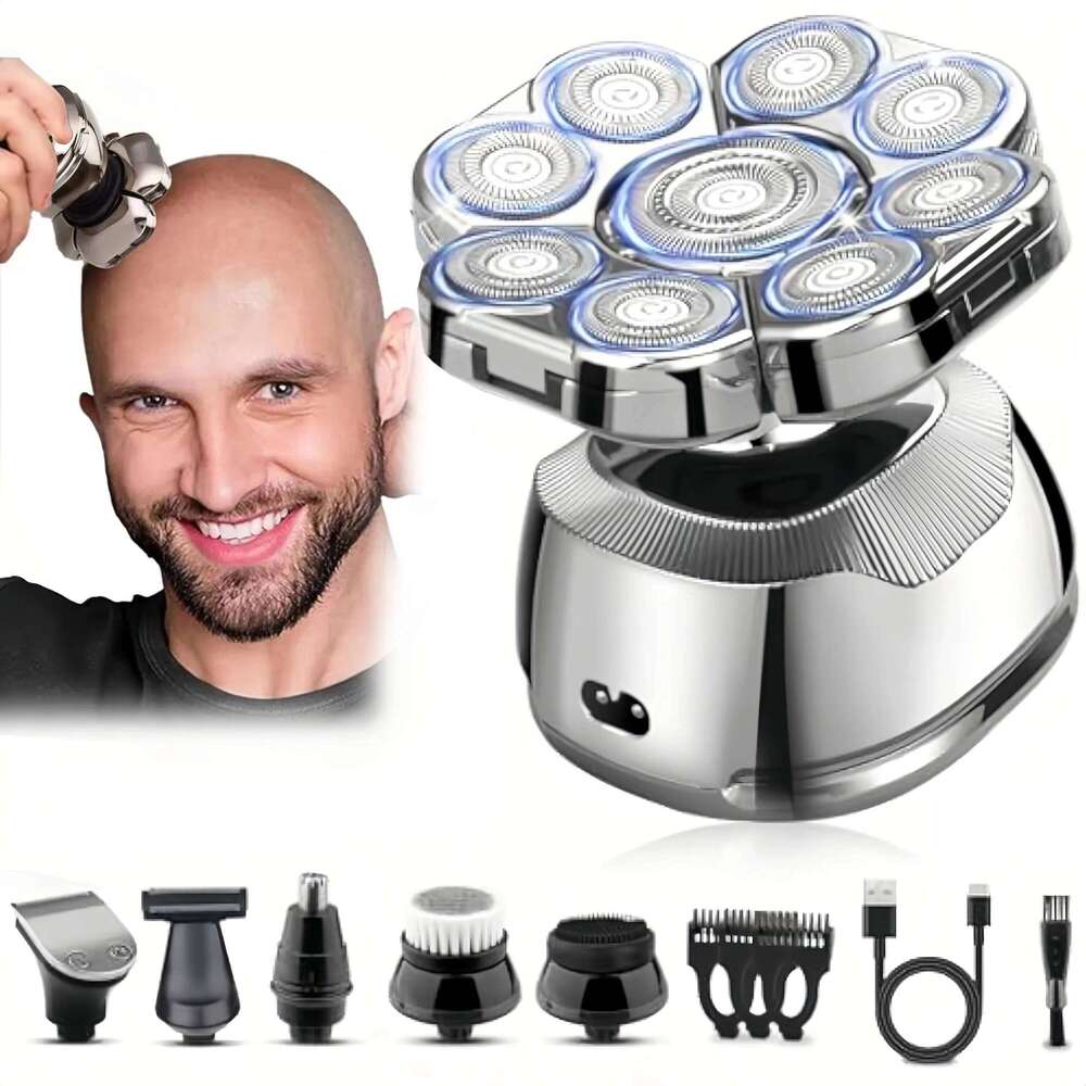 9D 6-In-1 Bald Head Shavers Men Wet/Dry LED Display Electric Razor For Mens Hair Trimmer