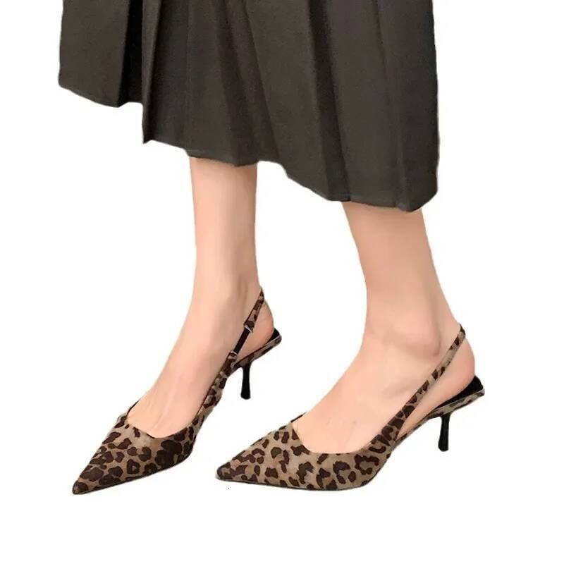 Ddmyoutdoor Women High Heels Shoes Leopard Sandals Sexy New Pointed Toe Dress Party Slippers Summer Fashion Elegant Pumps Mujer Zapato Outdoor Shoes