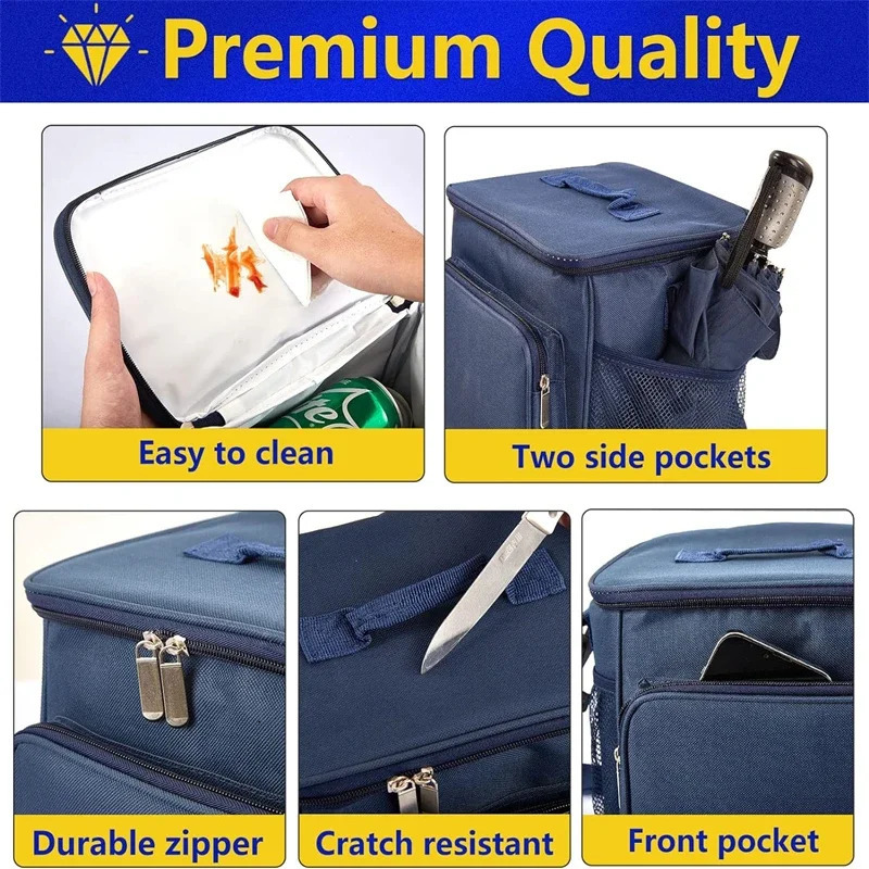 1Pcs Portable Lunch Bag Food Thermal Box Durable Waterproof Office Cooler Lunchbox With Adjustable Shoulder Strap Insulated Case 250606