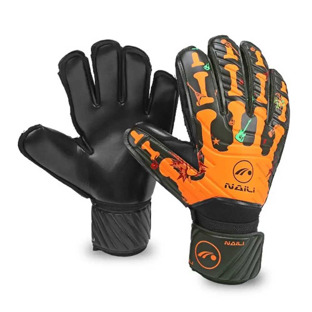 Anti Slip Goalkeeper Gloves Latex Thickened Kids Football Goalie Gloves Adjustable Protective Fingers Game Goalkeeper Gloves XJ250606