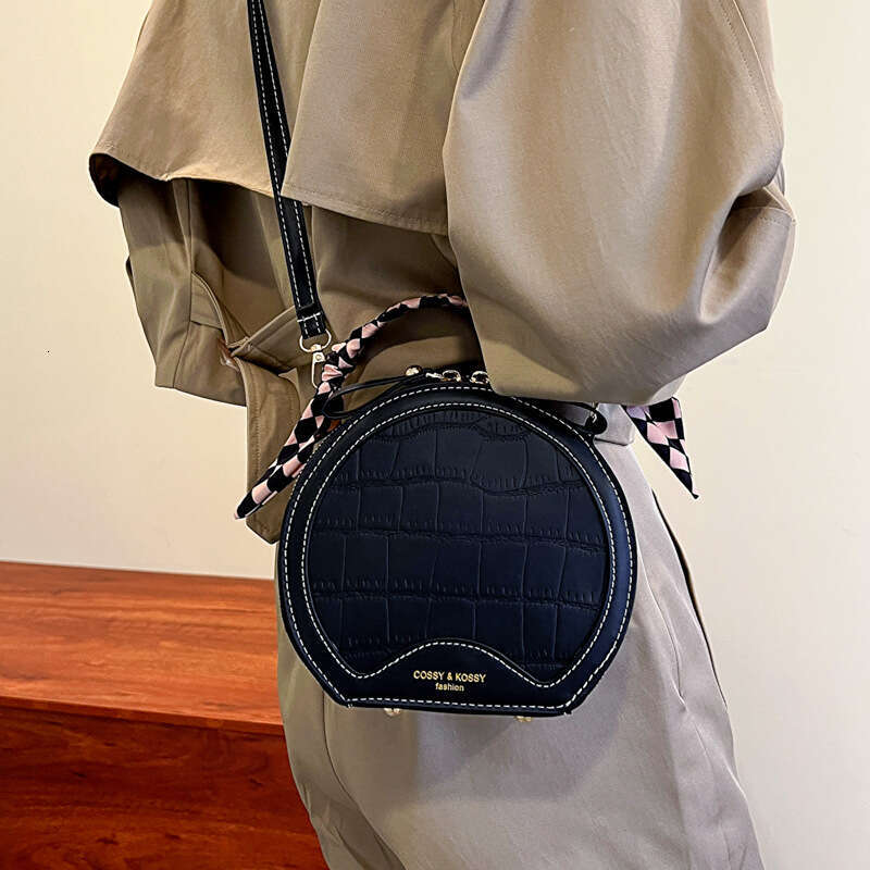 Stone Pattern 2023 New Fashionable Textured Stylish Handbag for Women Unique Shoulder Crossbody Small Round Bag