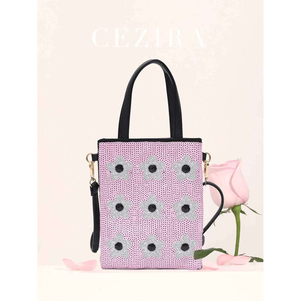CEZIRA Exquisite Color Flower Embroidered Handbag Women's Fashion Top-Handle Crossbody Shoulder Bag Valentine's Day Gift Dating