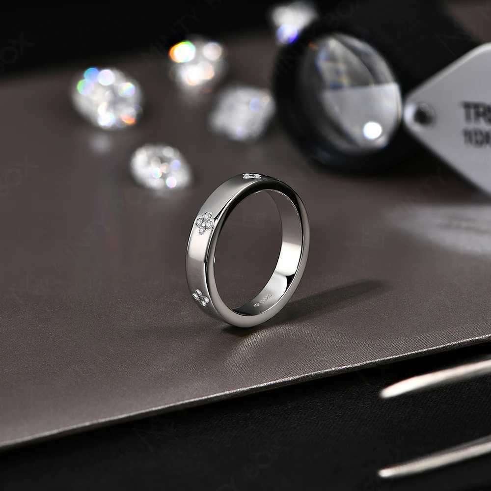 MINTYBOX Clover Moissanite 18k Gold Plated Diamond Wedding Band Ring For Women S925 Silver Engagement Party Fine Jewelry Gift W250606