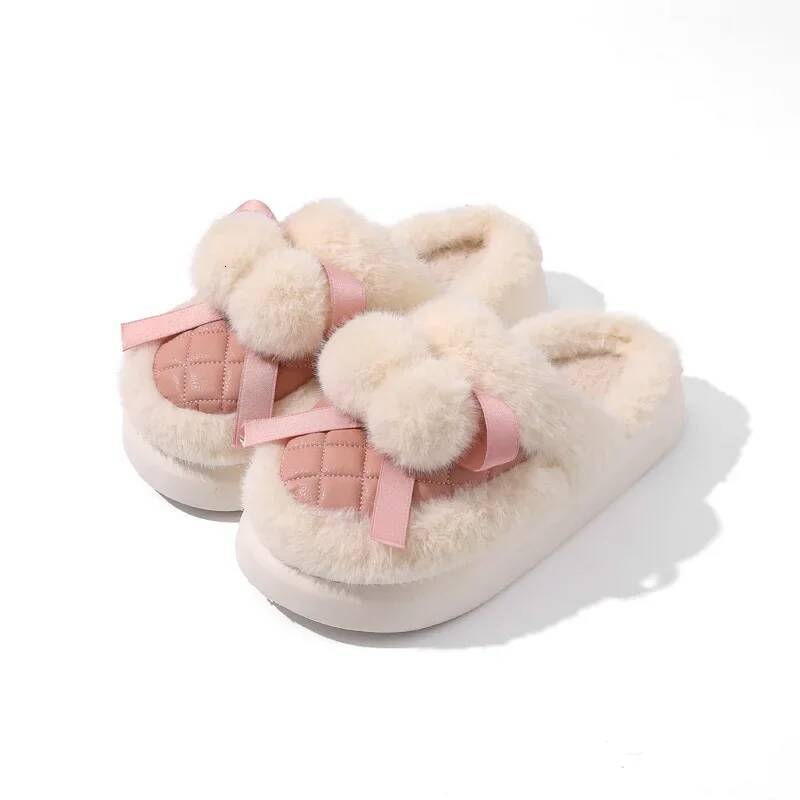 Ddmyoutdoor Women Winter Warm Short Plush Female Soft Thick Bottom Home Slippers Woman Non Slip Flat Heel Indoor Cotton Slides Beach Shoes outdoor sho