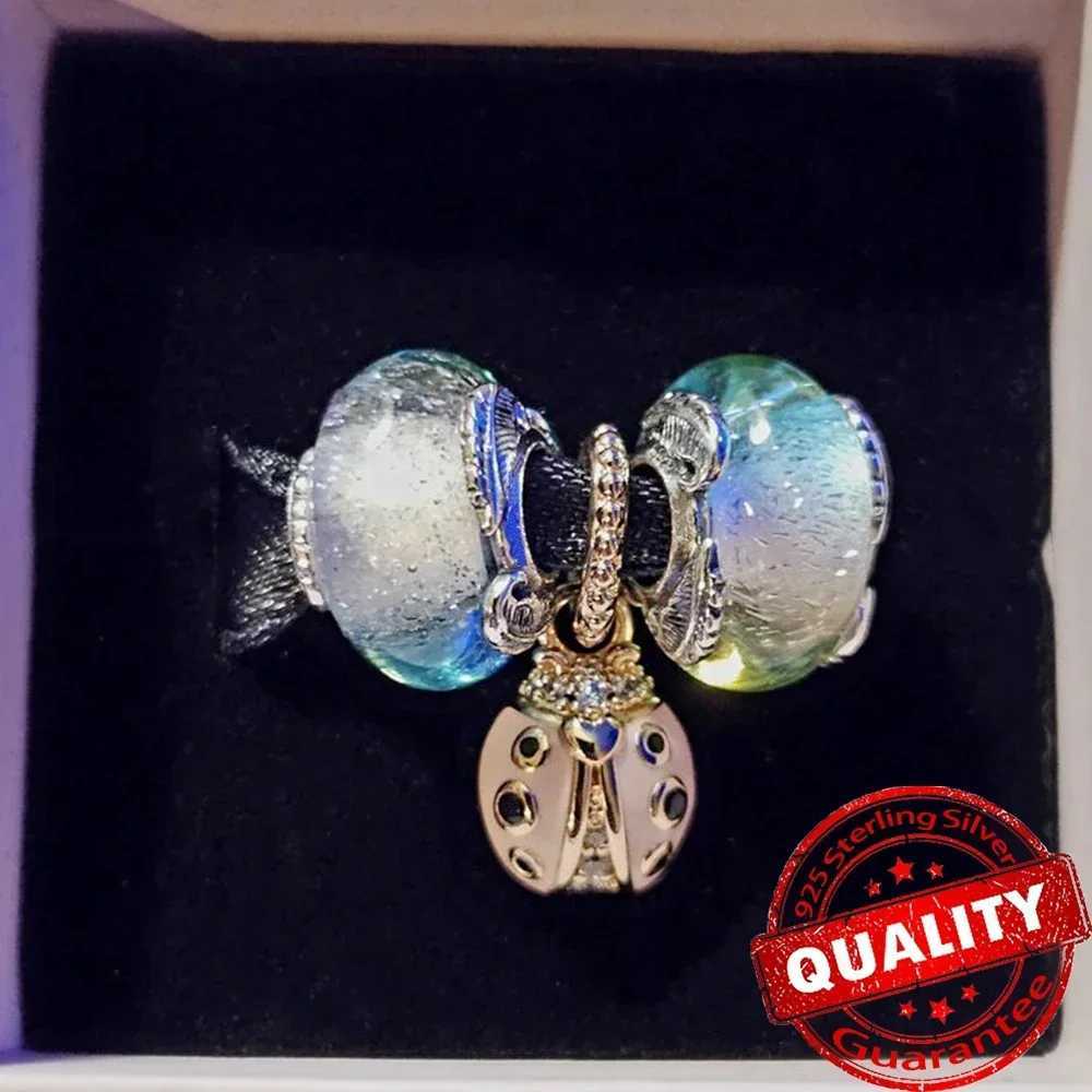 Genuine 925 Sterling Silver Murano Colored Glass Beads Feather Charm Fit Moment Bracelet Girls Fine Jewelry Gifts XJ250607