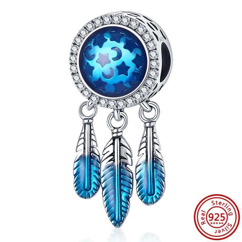 New 925 Silver Blue Series Earth Devil Eyes Palm Dolphin Turtle Feathers Beads Fit Original Pantaro Charms Bracelet Fine Jewelry XJ250607