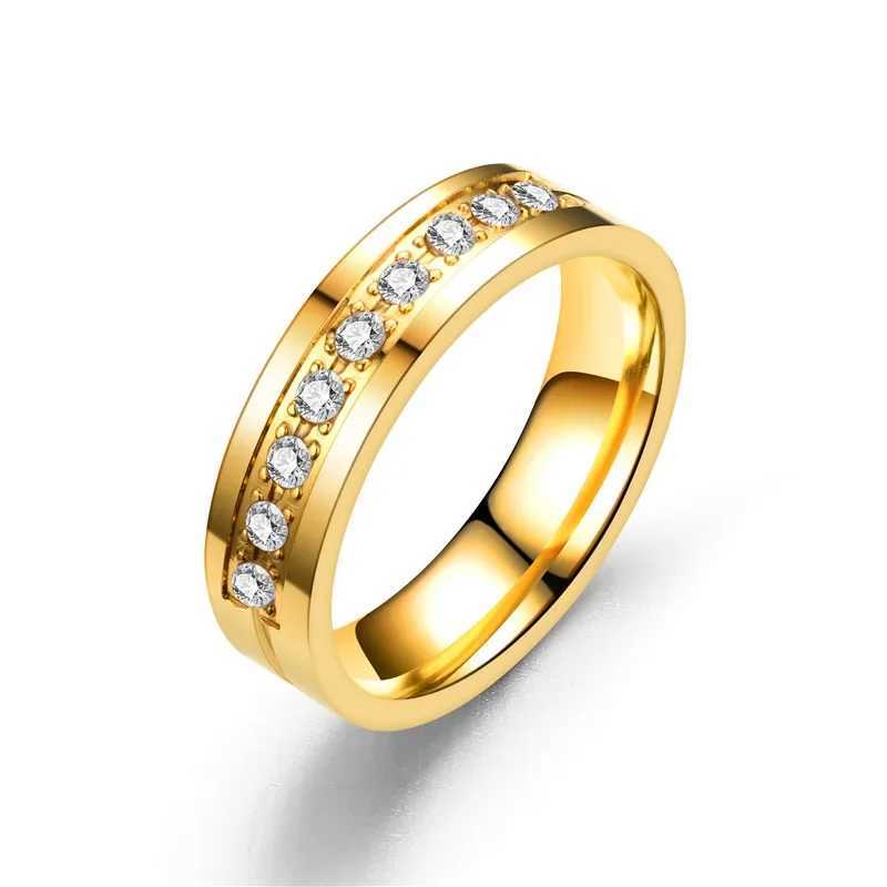 Fashion Wedding Bands Rings for Women Men Love Gift Gold-color Trendy Stainless Steel Promise Couple Jewelry Gifts W250606