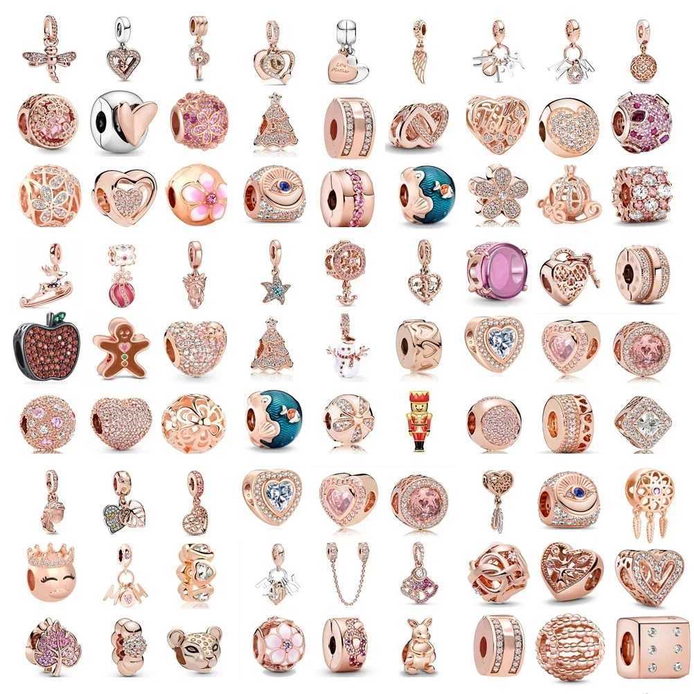 New Original Accories Pendant Chain Dangle 18K Rose Gold Plated Bead Charms Silver 925 Fit Bracelet Women DIY Jewelry Gifts XJ250607