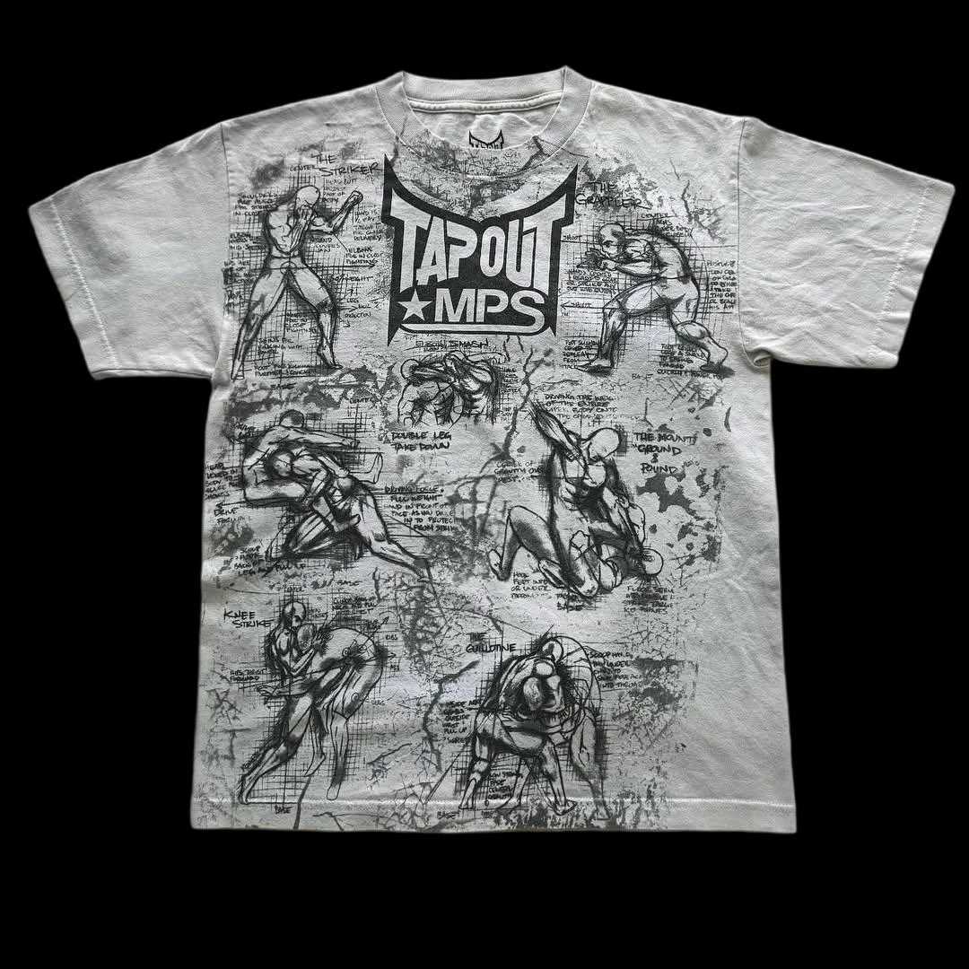 New 2025 Gothic Popular Vintage Sketch Free Fighting Force Pattern Printed T-shirt Mens Y2K Street Hip Hop Short Sleeve W250607