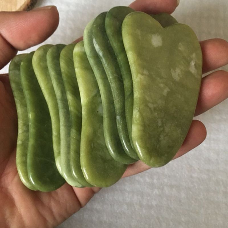 Natural xiuyan stone Green Jade Guasha gua sha Board massager for scrapping therapy jade roller