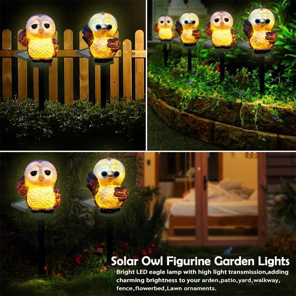 Solar LED Owl Lawn Light Courtyard Garden Decoration Outdoor Garden Waterproof Resin Animal Figurine Lamp with Stake XJ250606