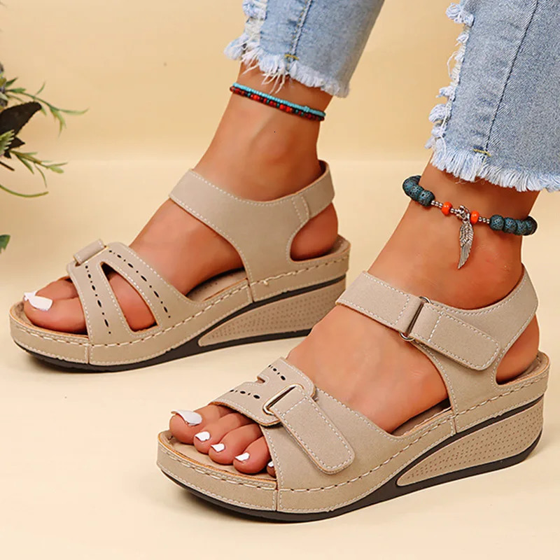 Women Sandals Soft Bottom Wedge Heels Sandals Summer Shoes Women Platform Sandalias Mujer Elegant Wedges Shoes For Women Tacon 250605