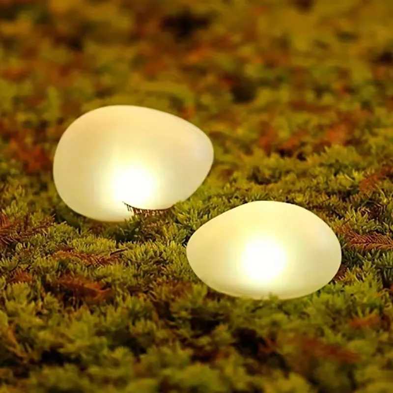 Solar Outdoor Stone Lamp Frosted Glass Ground Lamp Garden Green Pebble Lamp Wireless Decorative Garden Lawn Courtyard Lamp XJ250606