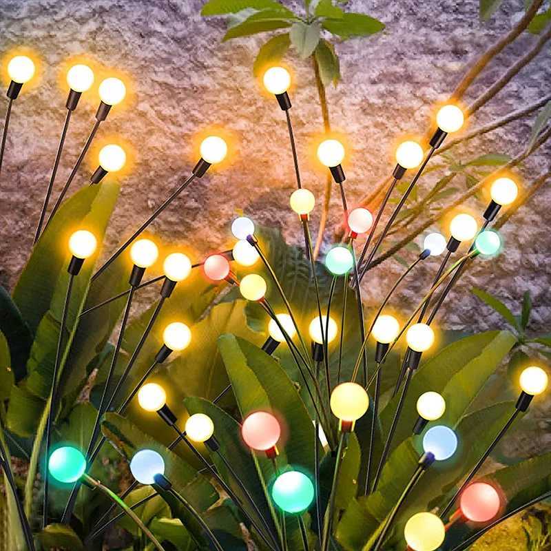 Solar Firefly Lawn Lamp 6/8/10 LEDs Glowworm Lights Outdoor Camping Courtyard Atmosphere Decoration XJ250606