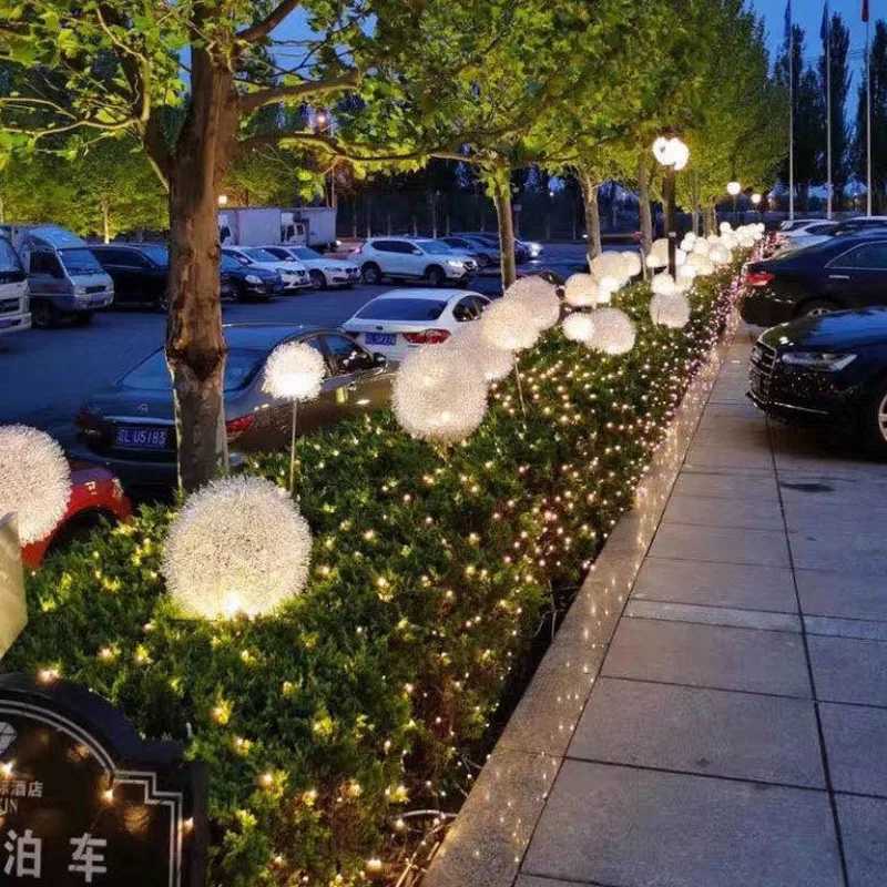 LED Dandelion Lamp Aluminum Wire Ball Outdoor Waterproof Outdoor Aluminum Wire Ball Luminous Round Ball Lawn Reed Ground Lamp W250607