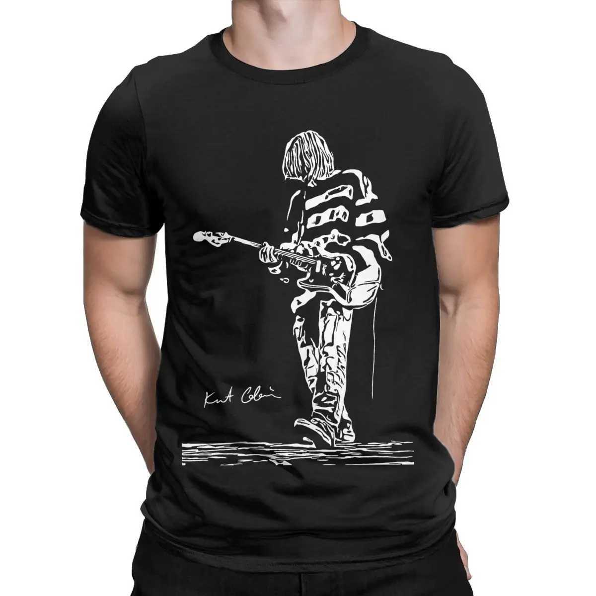 Kurt Cobain Guitar Mens T Shirts Cool T Shirt Short Slve Crewneck T-Shirt 100% Cotton Classic Clothing X250607