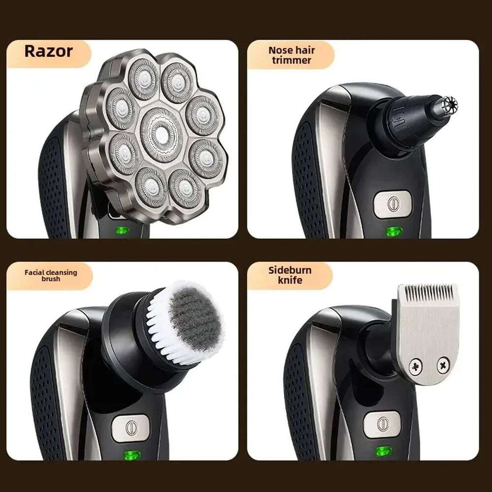 Magnetic Absorption Electric Shaver Ninja 9 Head Grooming Tool Full Body Washing Razor Self-Help Hair Removal Kit USB Charging