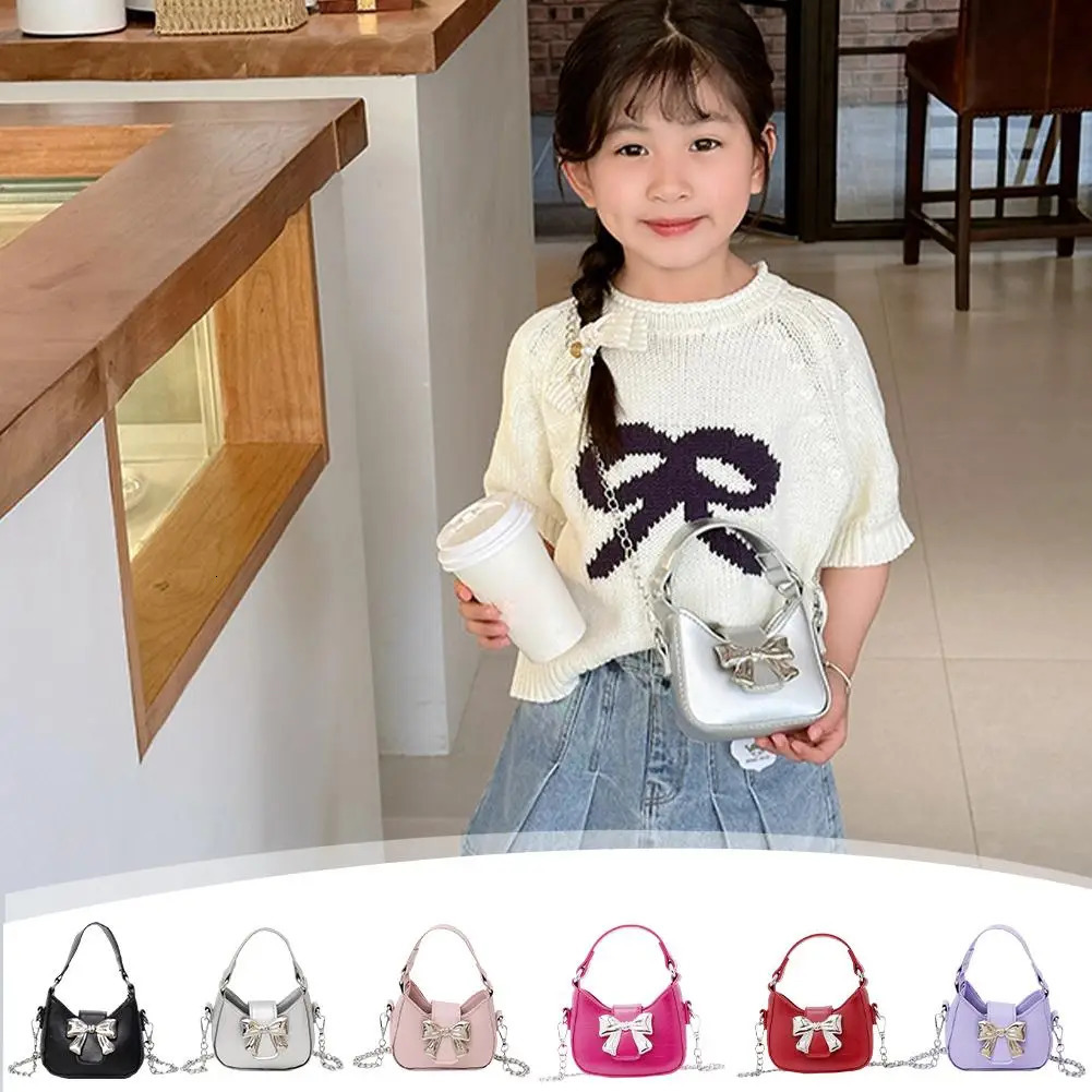 Korean Style Girl Princess Bag Cute Sweet Bow Chain Crossbody Bags for Girls Bowknot Hand Toddler Purses and Handbags Gift 250605