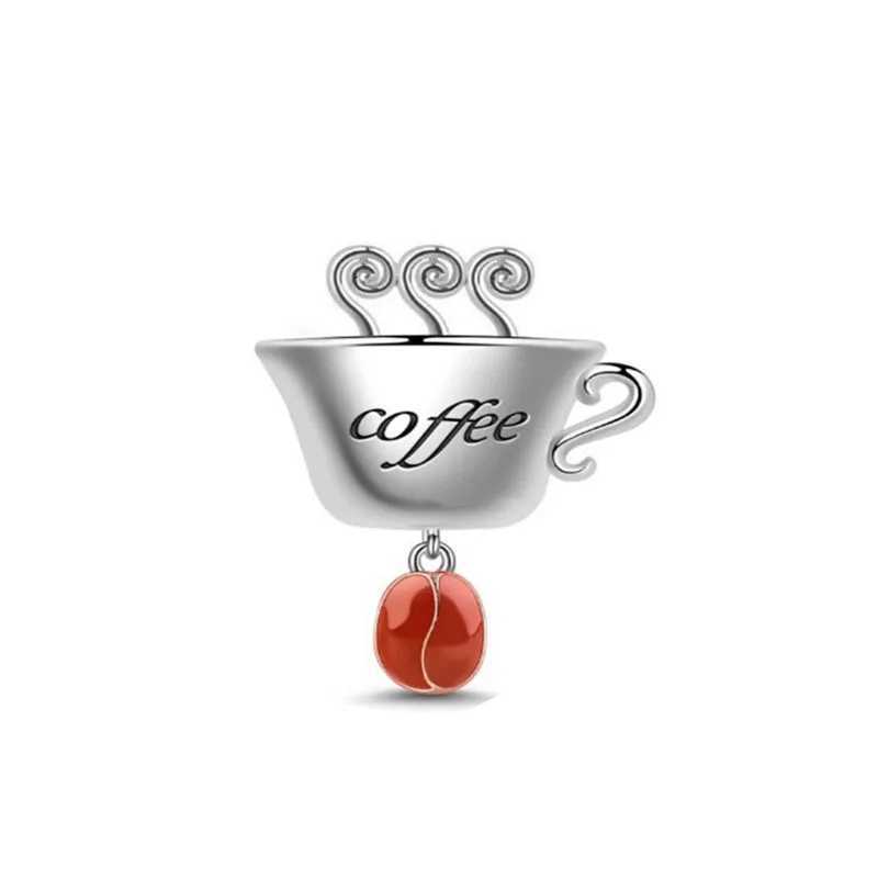 Fine Coffee cup Charm Bead Amulet 925 Sterling Silver plated Fit Original Bracelet Accessories Women DIY coffee pot Pendant Gift XJ250607