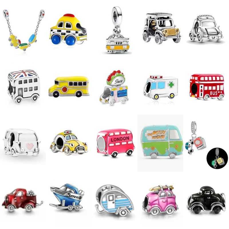 Europe New 925 Silver Bus Bead Truck Car Charm Pendant Dangle DIY Women Jewelry Gift Fit Decoration Original Bracelet Accessories XJ250607