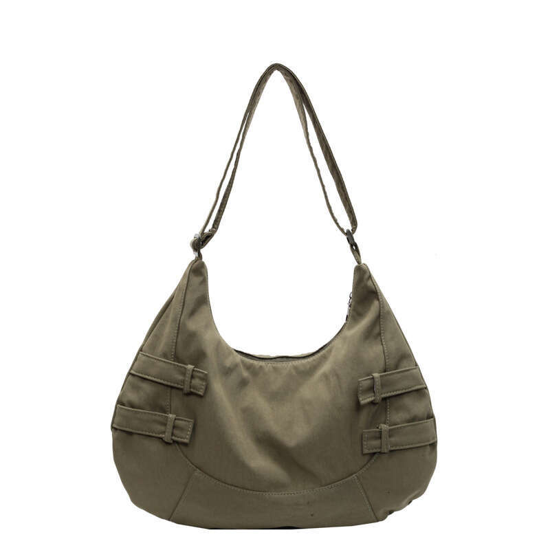 New Korean and Japanese Style Crescent Dumpling Large Capacity Casual Solid Color Shoulder for Work Commute Trendy Crossbody Bag