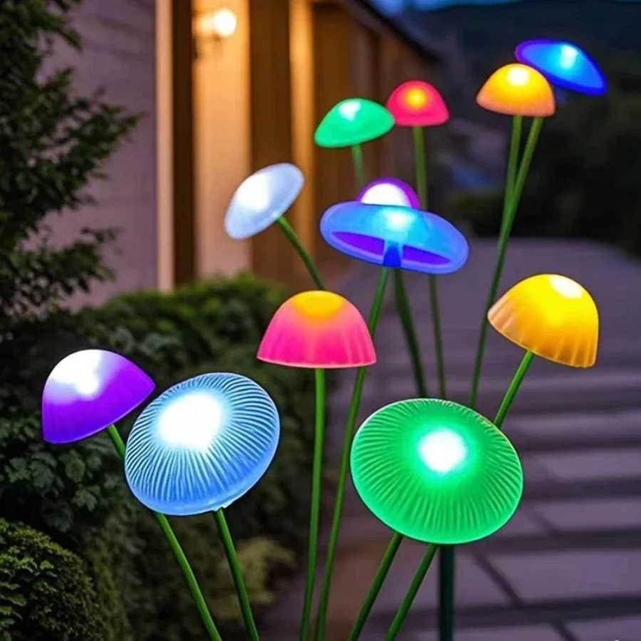 10LED Solar Jellyfish Mushroom Lights Outdoor Waterproof Solar Pathway Yard Patio Lights Garden Decoration Landscape Lawn Lamps W250607