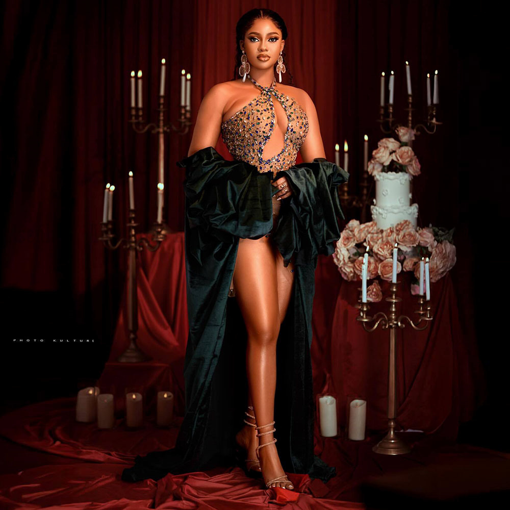 Glitter Dark Green Mermaid Prom Dress With Warp Crystal Beads Gems Bead Birthday Party Evening Gown