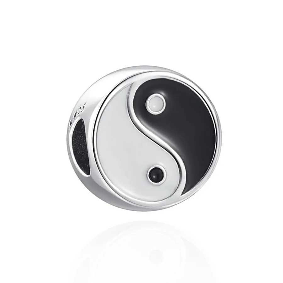 Fine religion series 925 Silver Chinese Tai Chi DIY Bead Cross Pendant Fit Original Bracelet Trinket Jewelry Figure Buddha Charm XJ250607