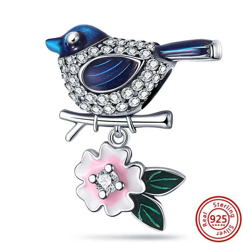 925 Sterling Silver Cartoon Bird Parrot Owl llow Feathers Cute Pendant DIY Beads Fit Original Pantaro Charms Bracelet Jewelry XJ250607