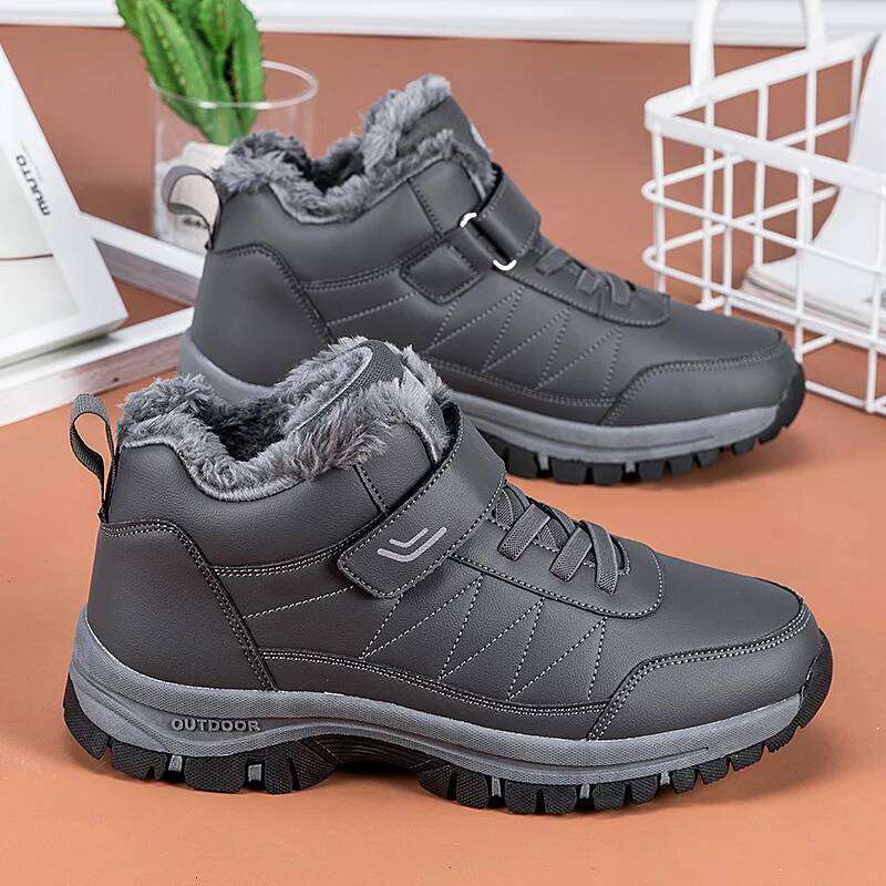 ddmyoutdoor Fashion Men S Winter Snow Waterproof Leather Sport Super Warm Women Boots Plush Comfortable Couple Hiking Shoe Big Size Outdoor Shoes Outd