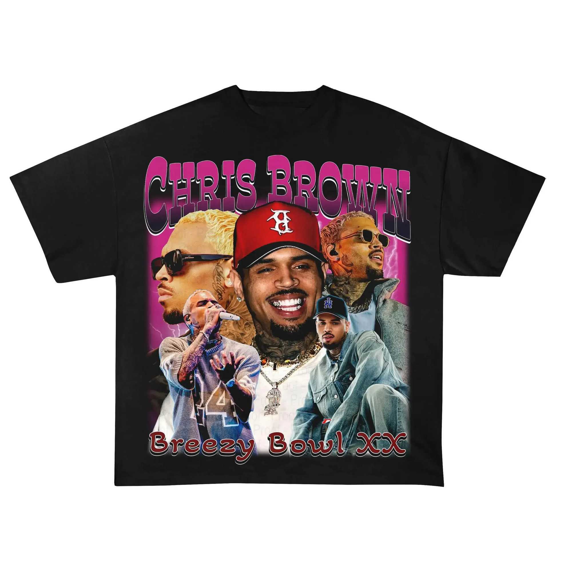 Chris Brown Breezy Bowl XX Concert Tour Cotton T Shirts Vintage Hip Hop Gothic T Shirt Mens Oversized Cotton T-shirt Streetwear W250607