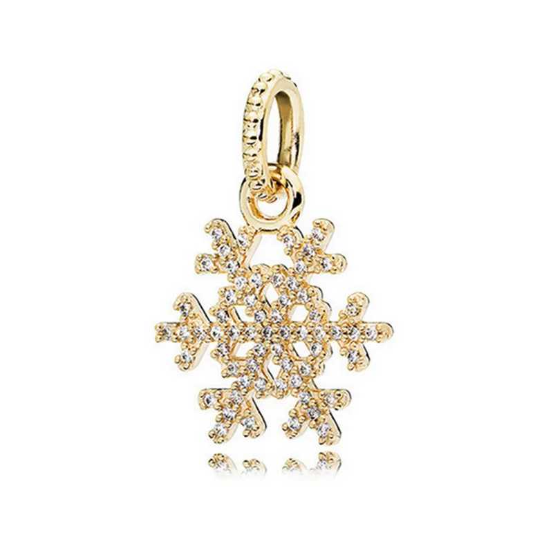Gold New Fine Snowflake Dragon Phoenix Stars P Print Charm Beads Fit Original European 925 Silver Bracelet DIY Women Jewelry XJ250607