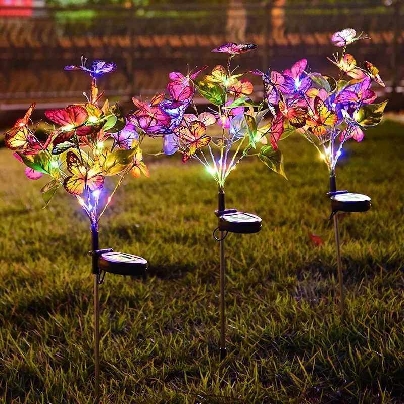 LED Simulation Butterfly Flower Solar Light Outdoor Summer Landscape Lighting Camping Wedding Garden Party Decoration Lawn Lamp W250607