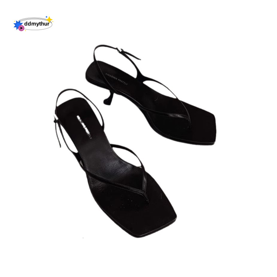 French Style High Heels Thin Heel Summer Fashion Toe Post Women 2025 New Back Strap Thong Sandals ddmythur