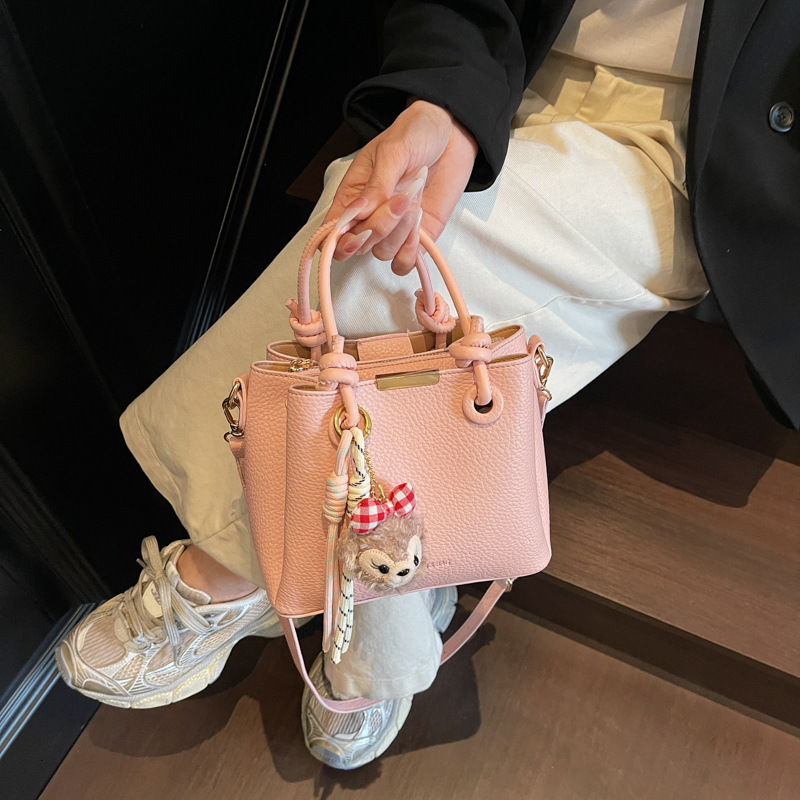 designer High-end Texture Litchi Pattern Bucket Bag for Women 2025 New Handheld Tote Basket Bag Fashion Versatile Shoulder Crossbod