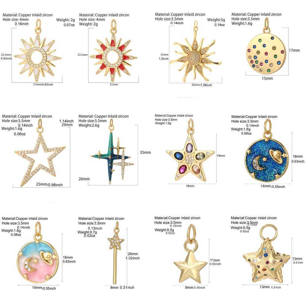 Bohemian Stars Moon Charm for Jewelry Making Supplies Gold Color Suns DIY Woman Earrings Bracelet Necklace Accessories Charms XJ250607