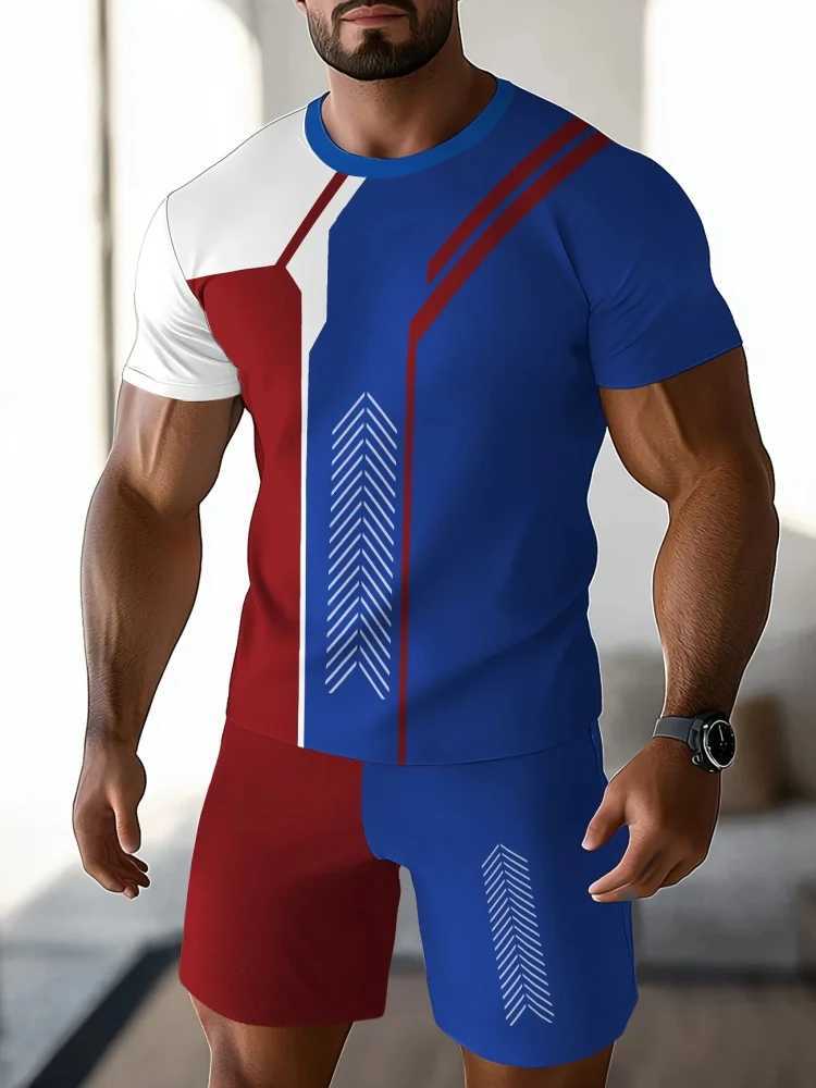 Mens Summer Casual Suit Creative Unique Letter-printed Outdoor Street Fashion Short Sleeve Top And Shorts Two-piece Set W250609