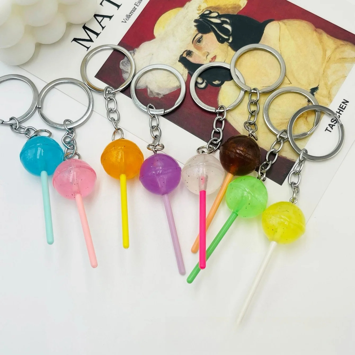Lovely Resin Candy Lollipop Keychain Mini 3D Simulation Food Key Rings for Men Women Handbag Pendants DIY s Jewelry Gifts 250606