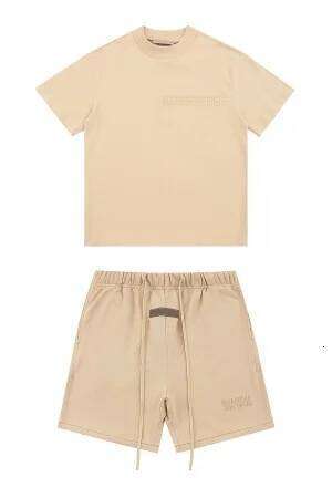 Trendy Brand 2024 Summer Sets Men's Fashion Streetwear Cotton Crew Neck T shirt Set Letter Print Shorts Tees