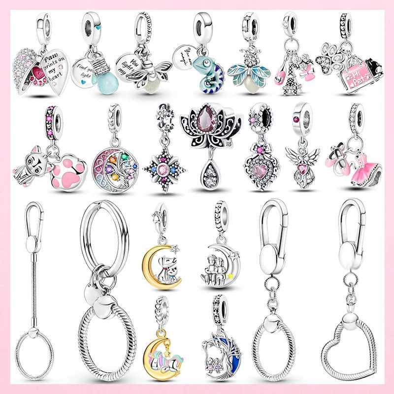 Hot Sale Keychain Charm 925 Sterling Silver Moments Keychain Charm Fit Original Brand Silver Beade Ladies Gift PAC180 XJ250607