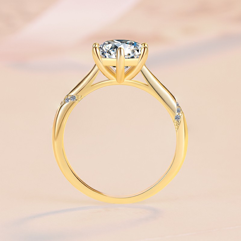 Moissanite Women's Ring with 18K Gold-Plated Finish, S925 Sterling Silver, Perfect for Engagements and Weddings, Affordable Luxury, Cross-Border 